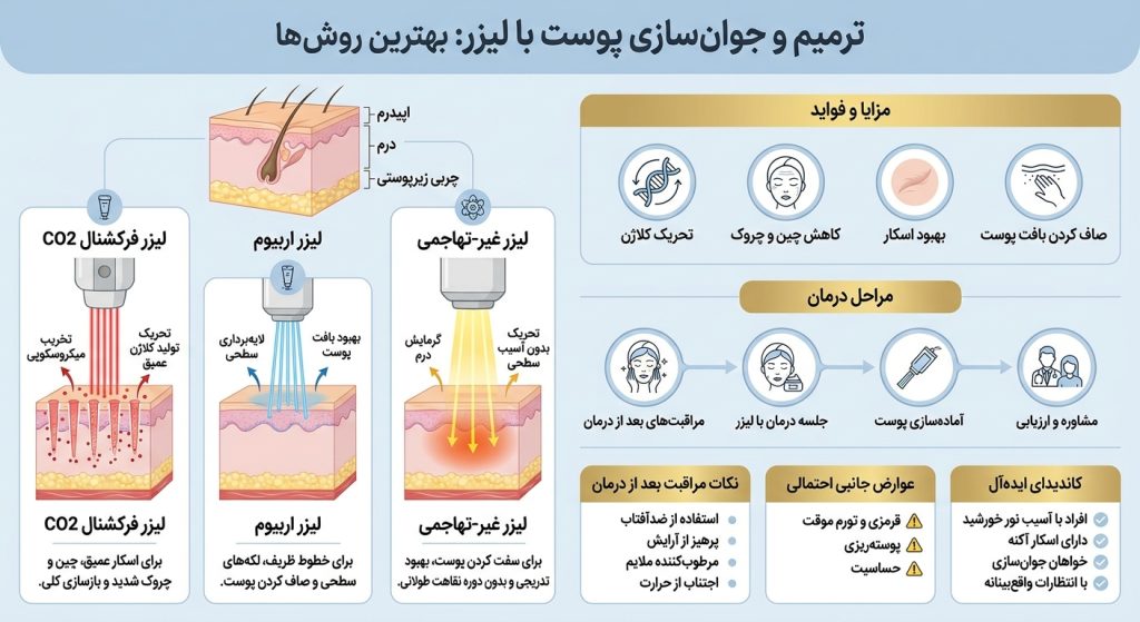 بهترین راه ترمیم پوست با لیزر